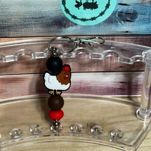 Chicken Keychain with Beads